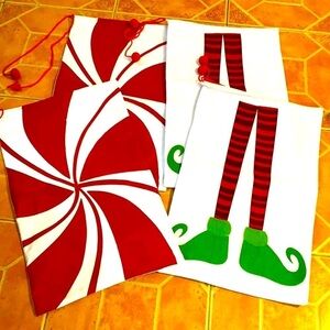 NWOT Set of Four Large Christmas Felt Santa Bags Size 27”x17”